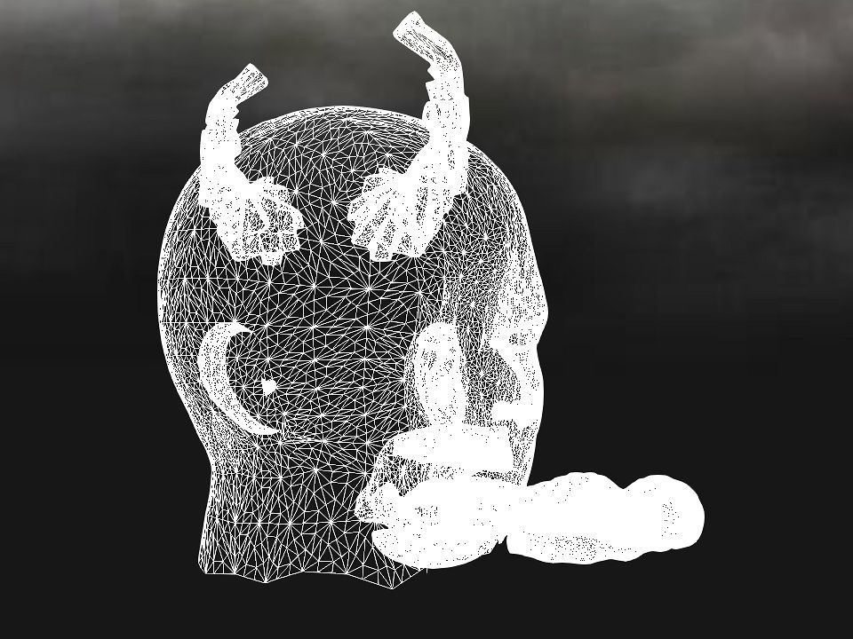 Golden demon head terrain Low-poly 3D model_67