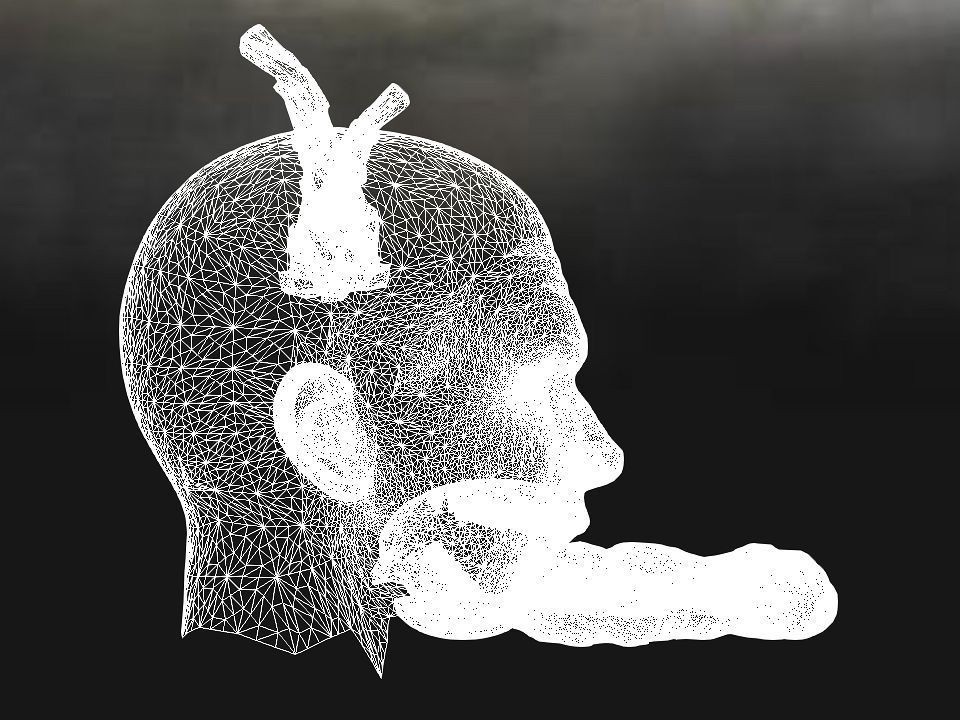 Golden demon head terrain Low-poly 3D model_74