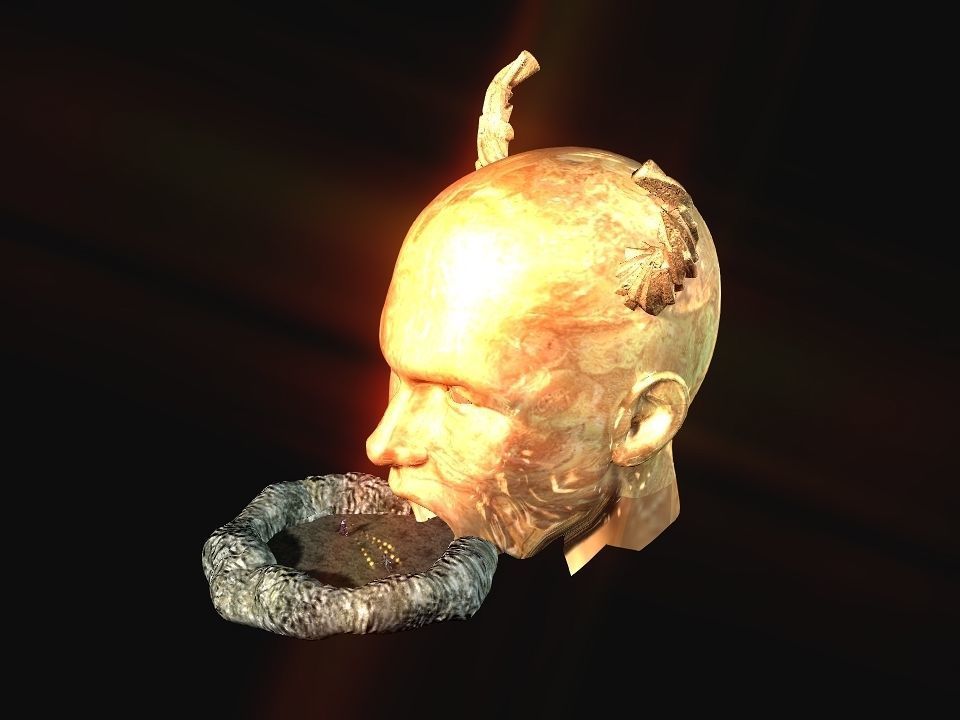 Golden demon head terrain Low-poly 3D model_48