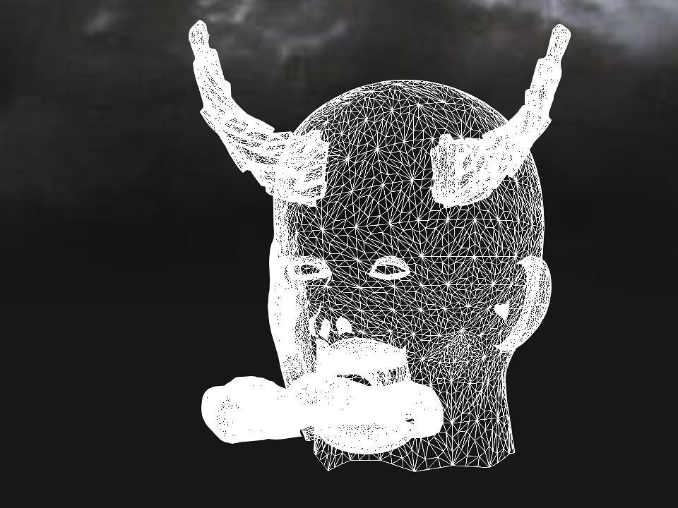 Golden demon head terrain Low-poly 3D model_65