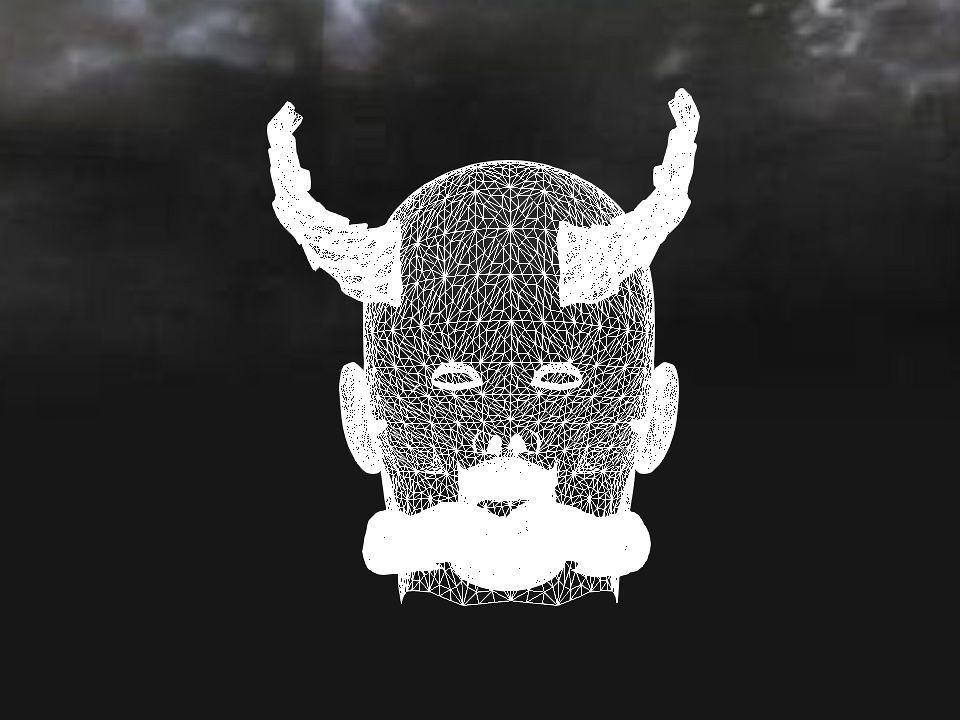 Golden demon head terrain Low-poly 3D model_62