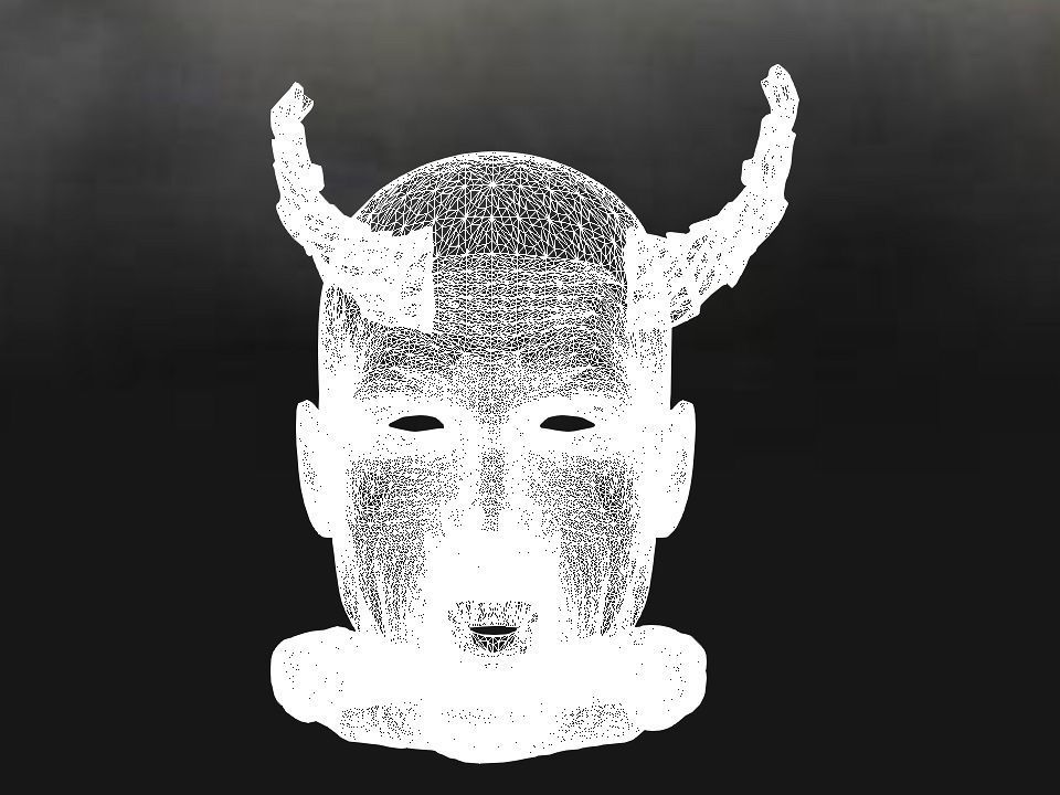 Golden demon head terrain Low-poly 3D model_58