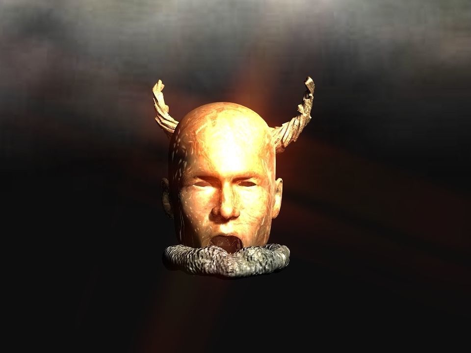 Golden demon head terrain Low-poly 3D model_25