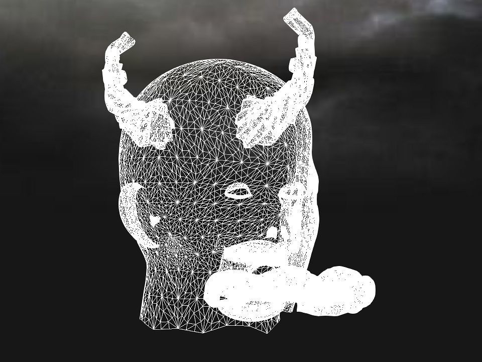 Golden demon head terrain Low-poly 3D model_69