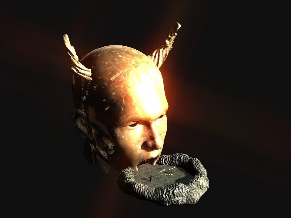 Golden demon head terrain Low-poly 3D model_55