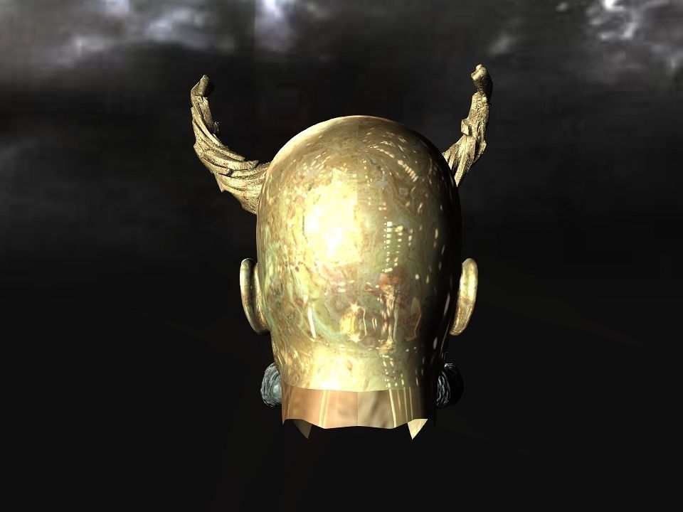 Golden demon head terrain Low-poly 3D model_32