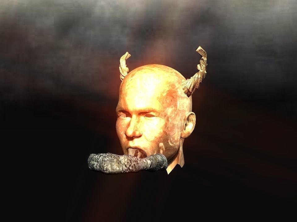 Golden demon head terrain Low-poly 3D model_26