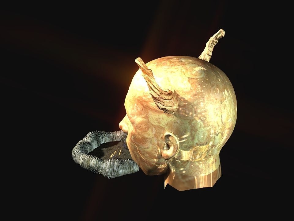 Golden demon head terrain Low-poly 3D model_46