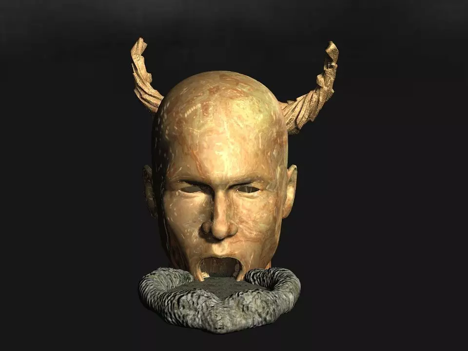 Golden demon head terrain Low-poly 3D model_0