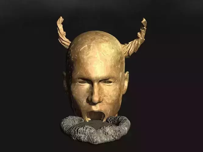 Golden demon head terrain Low-poly 3D model