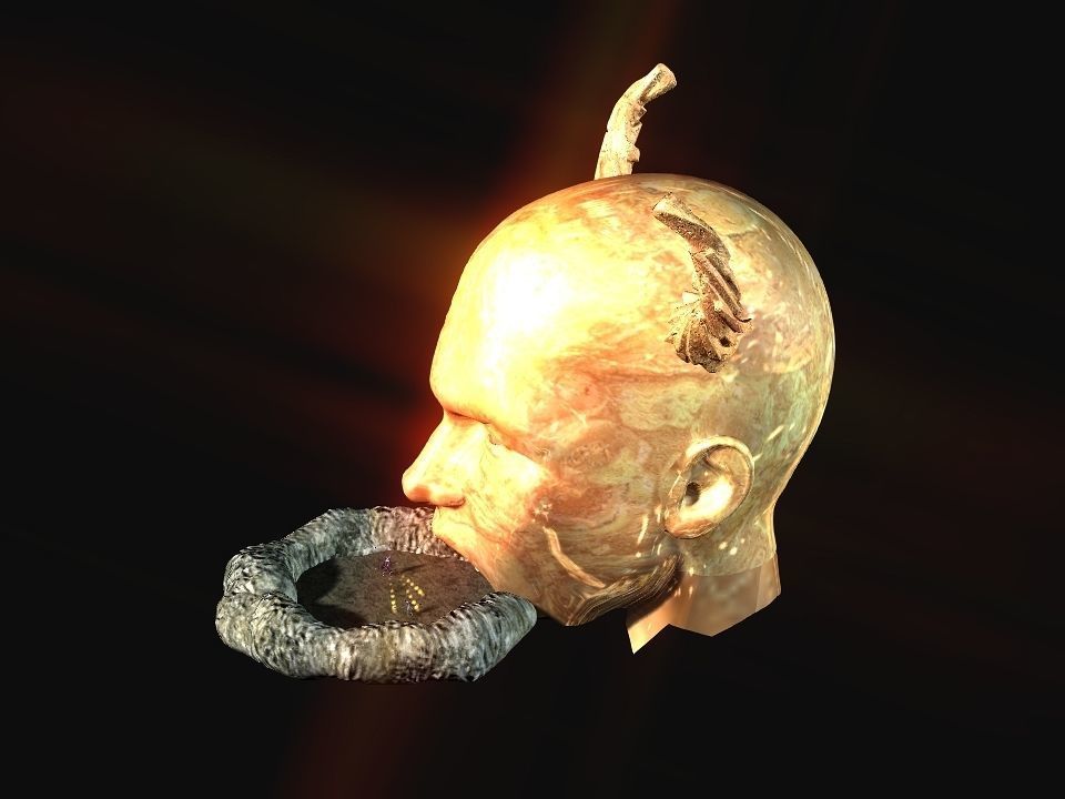 Golden demon head terrain Low-poly 3D model_50