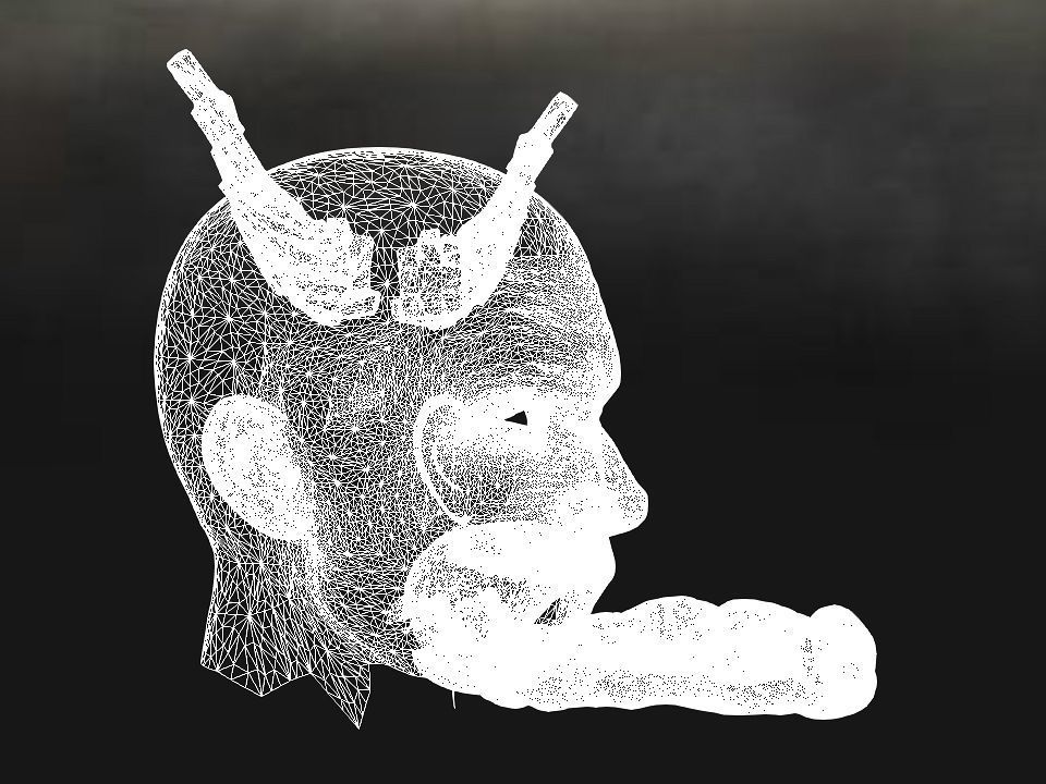 Golden demon head terrain Low-poly 3D model_73