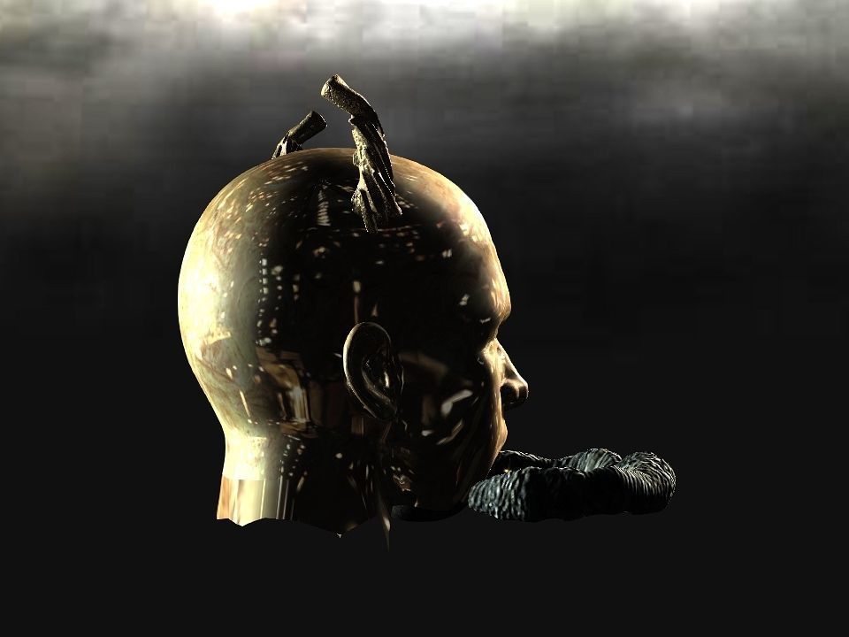 Golden demon head terrain Low-poly 3D model_39