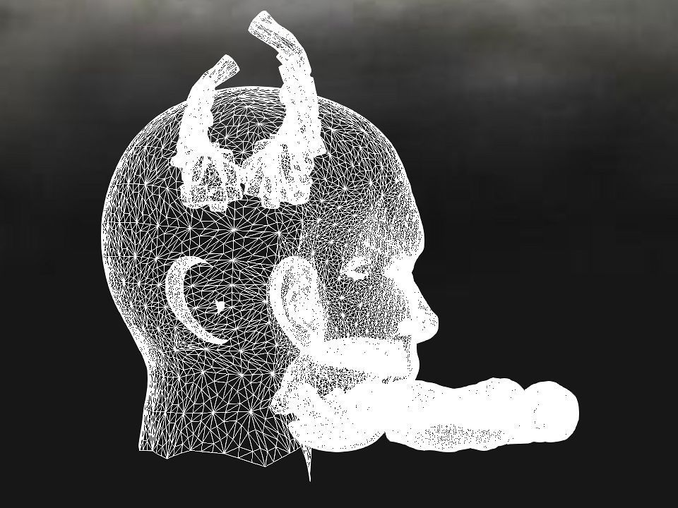 Golden demon head terrain Low-poly 3D model_72