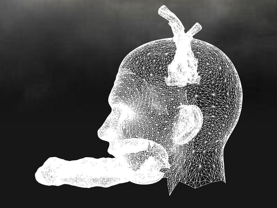 Golden demon head terrain Low-poly 3D model_66