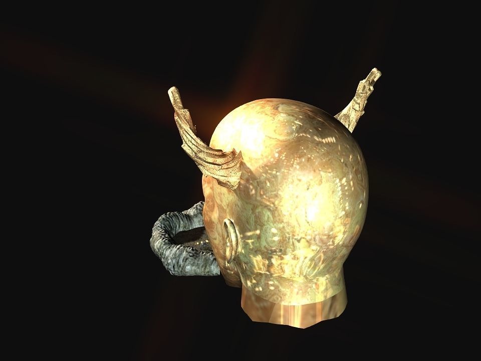 Golden demon head terrain Low-poly 3D model_43