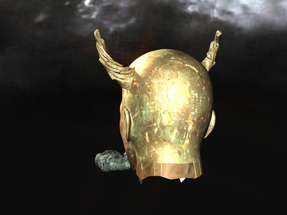 Golden demon head terrain Low-poly 3D model_29