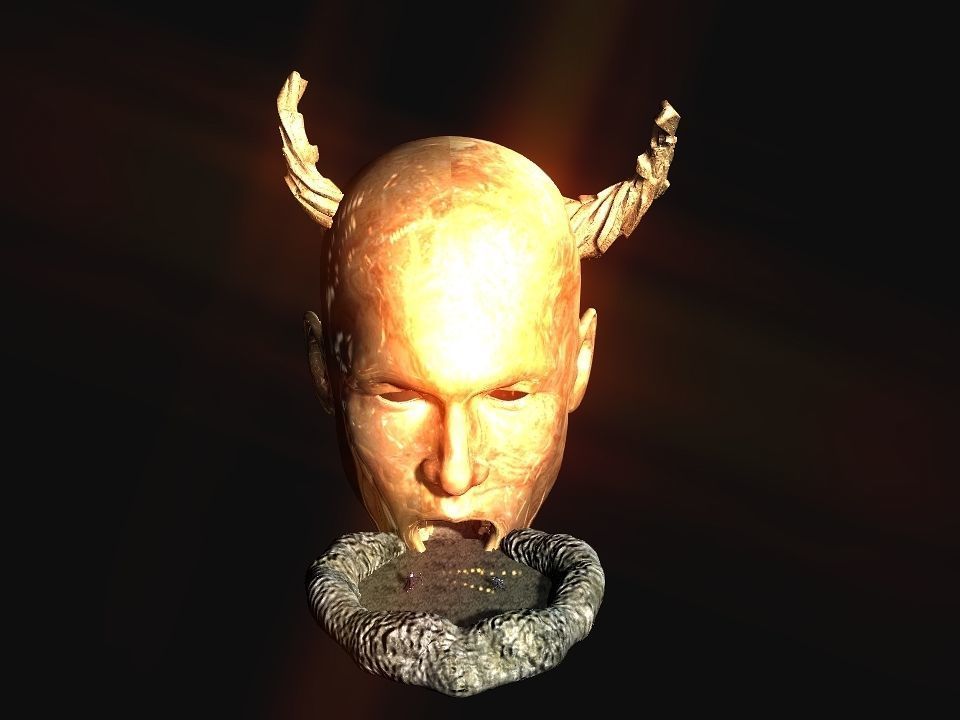 Golden demon head terrain Low-poly 3D model_41