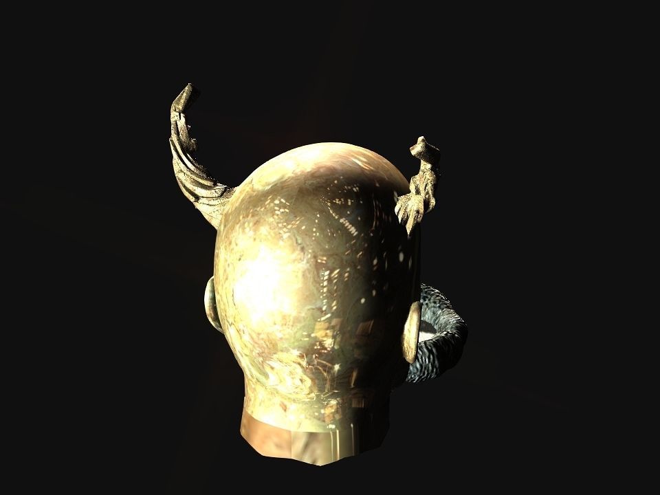 Golden demon head terrain Low-poly 3D model_49