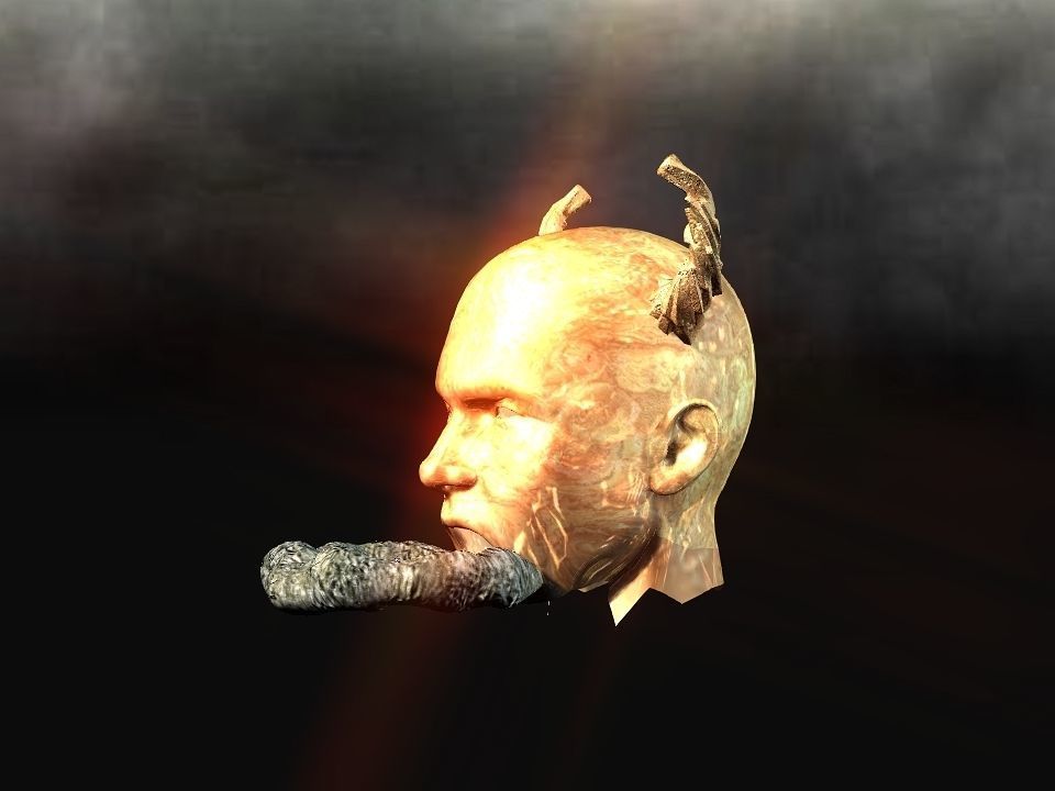Golden demon head terrain Low-poly 3D model_31