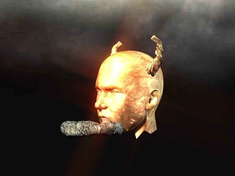 Golden demon head terrain Low-poly 3D model_27