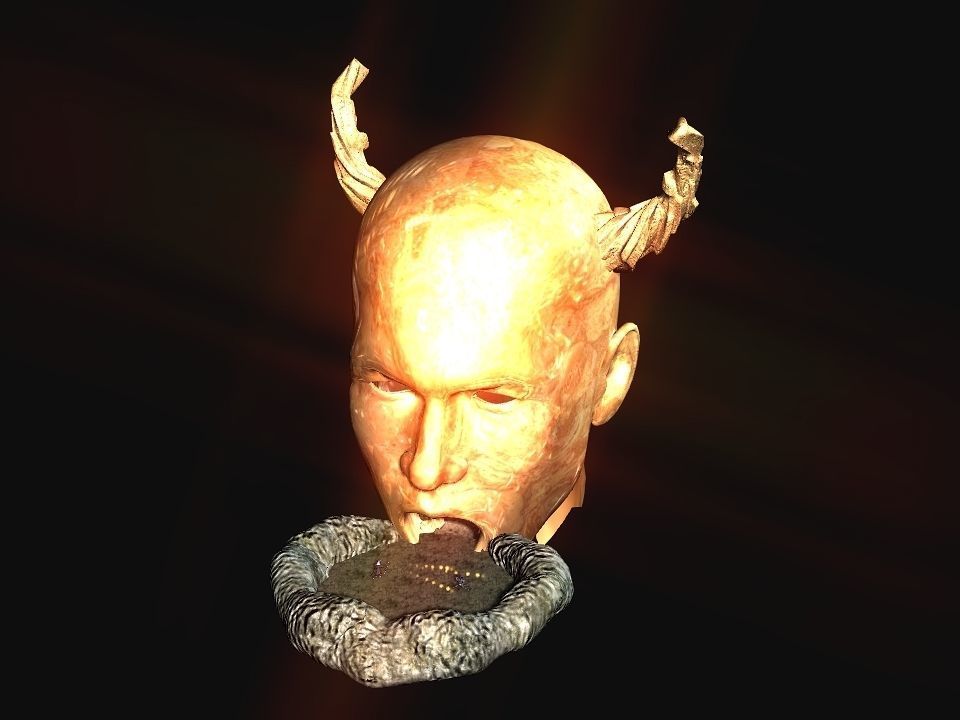 Golden demon head terrain Low-poly 3D model_42