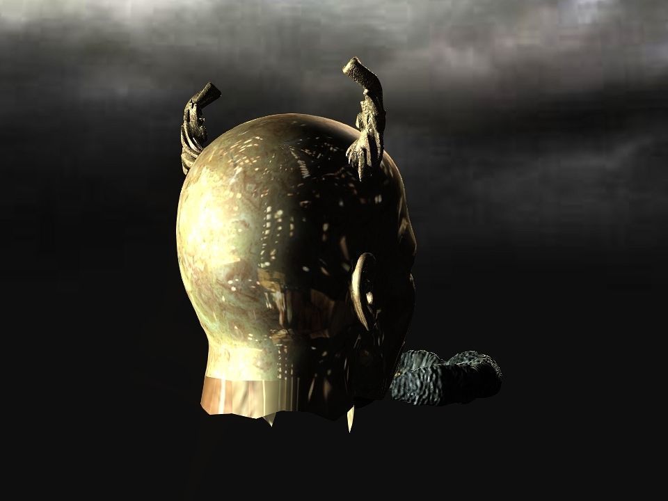 Golden demon head terrain Low-poly 3D model_33