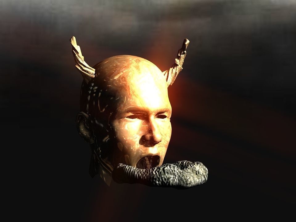 Golden demon head terrain Low-poly 3D model_38