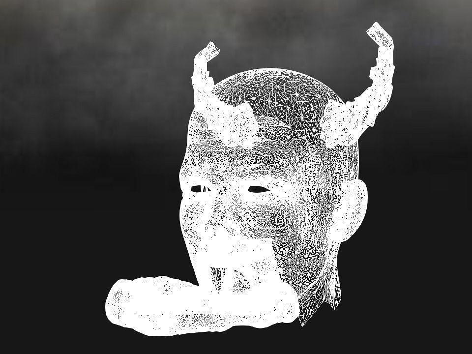 Golden demon head terrain Low-poly 3D model_60