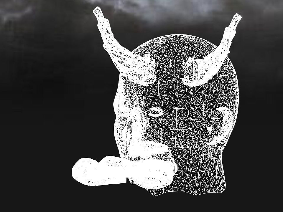 Golden demon head terrain Low-poly 3D model_63