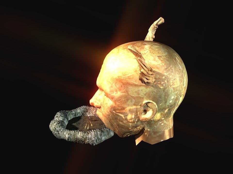 Golden demon head terrain Low-poly 3D model_51