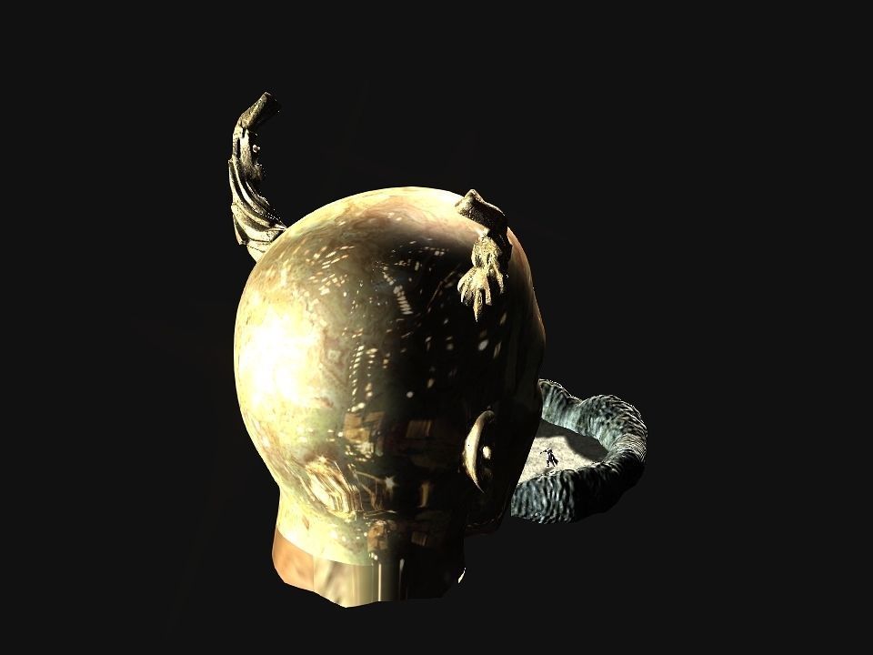 Golden demon head terrain Low-poly 3D model_47