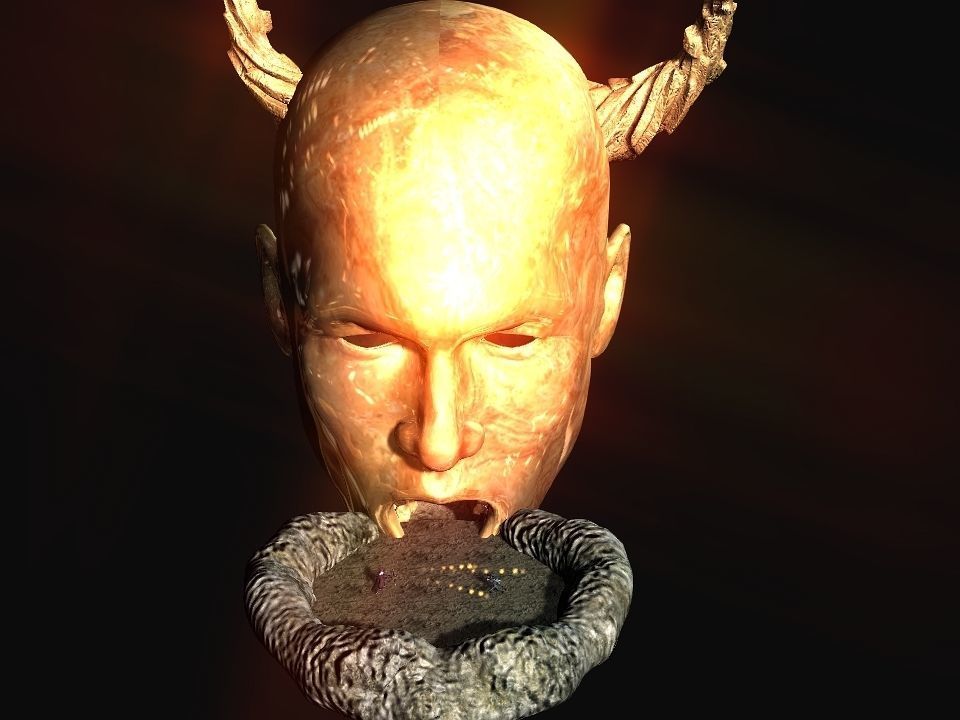 Golden demon head terrain Low-poly 3D model_59