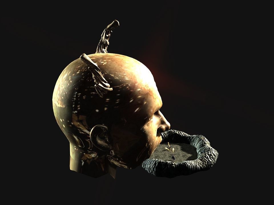 Golden demon head terrain Low-poly 3D model_53