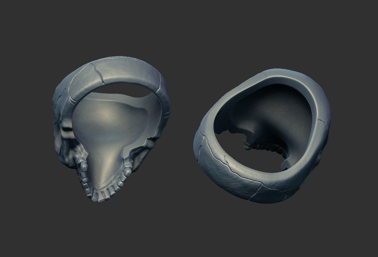 Skulls silver skull ring 3D Model Collection_9