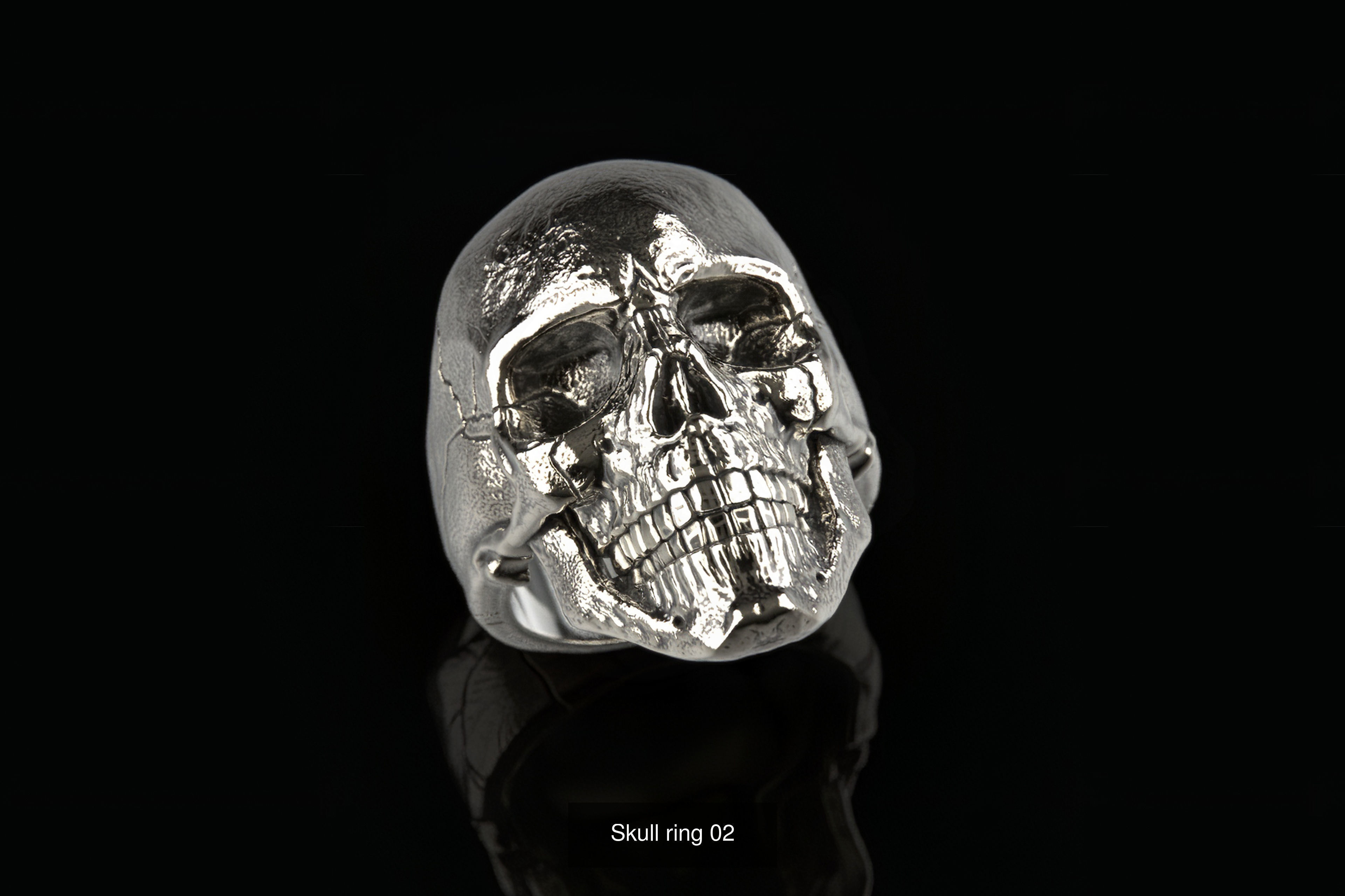 Skulls silver skull ring 3D Model Collection_5