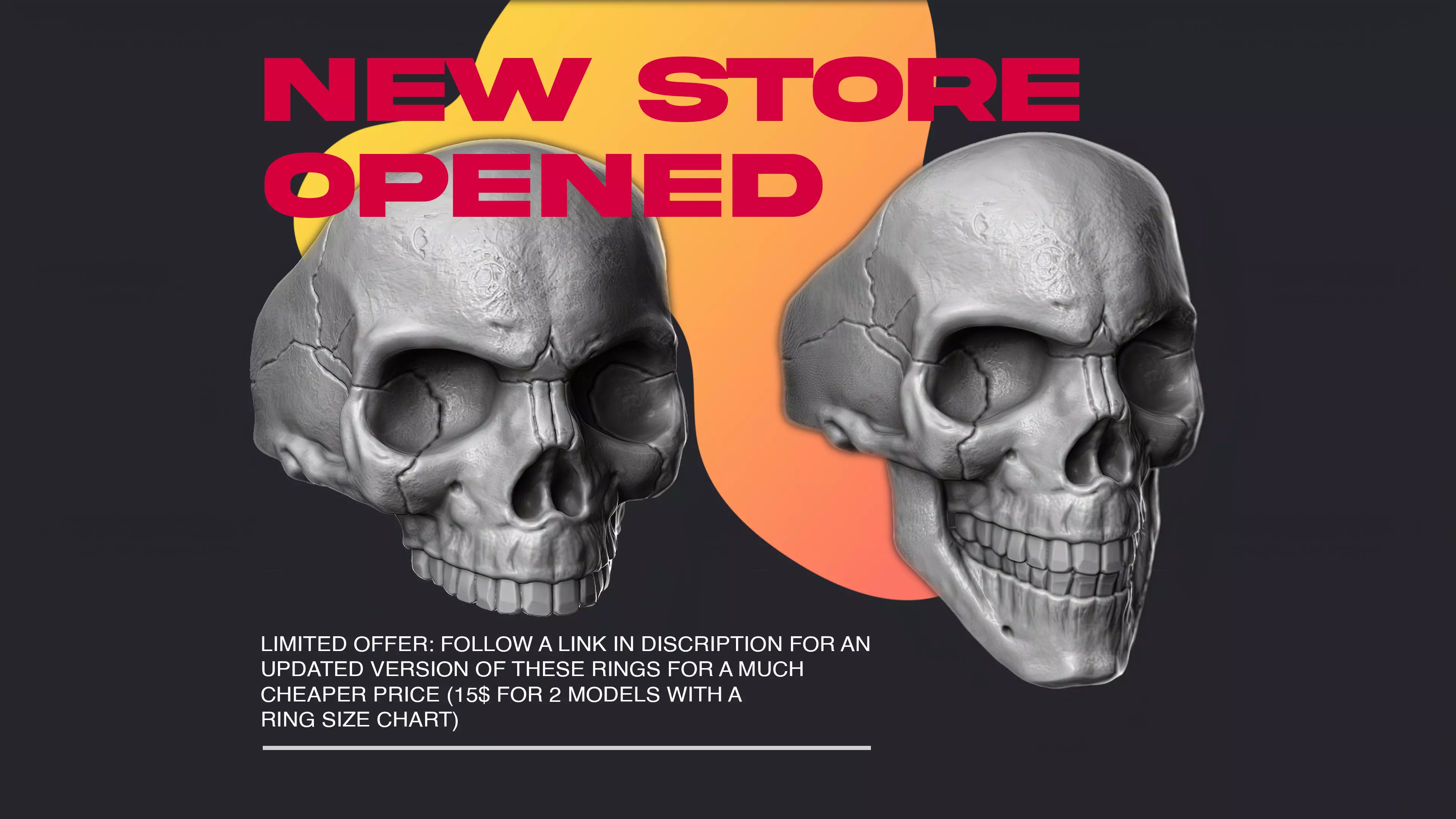 Skulls silver skull ring 3D Model Collection_0