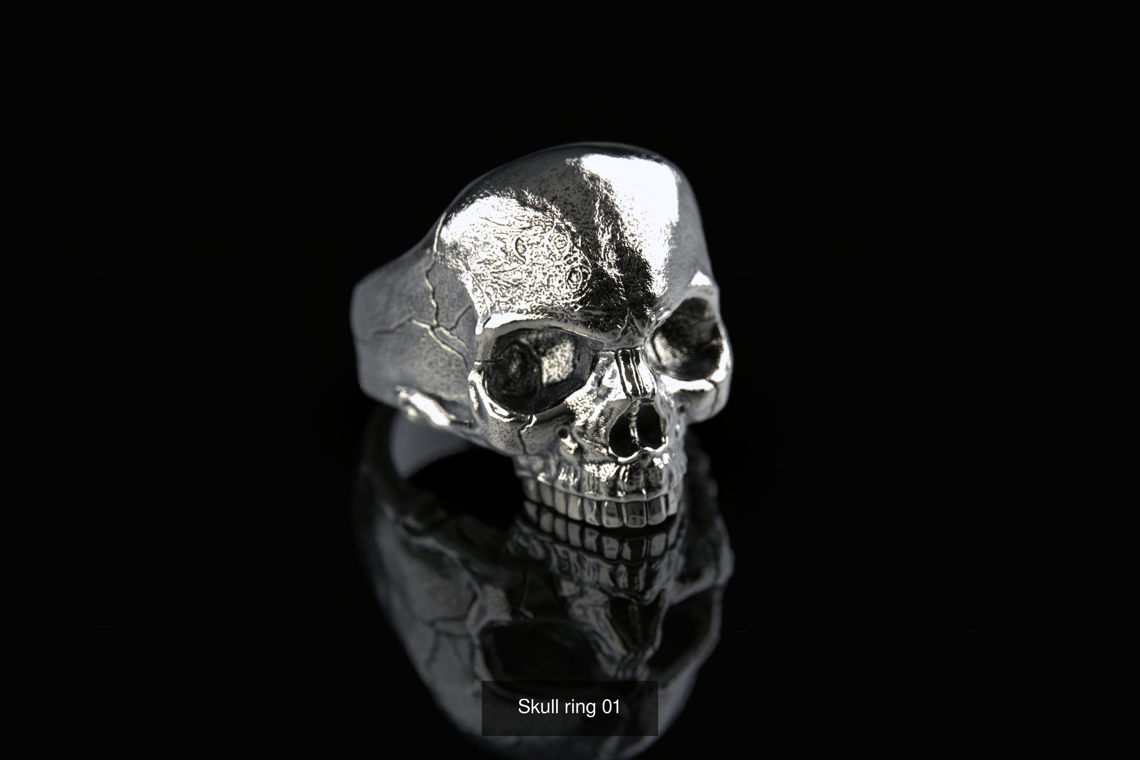 Skulls silver skull ring 3D Model Collection_4