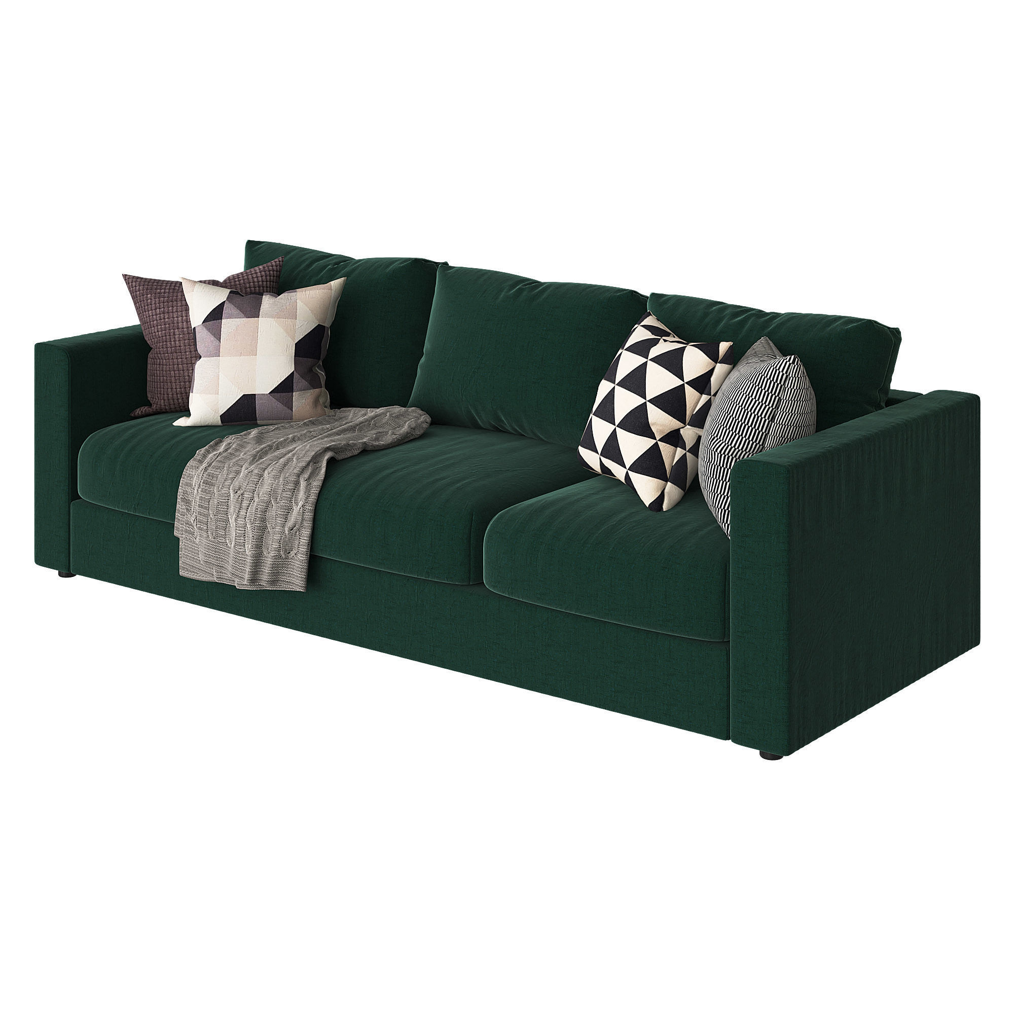 Vimle 3 emerald velvet sofa 3D model_1