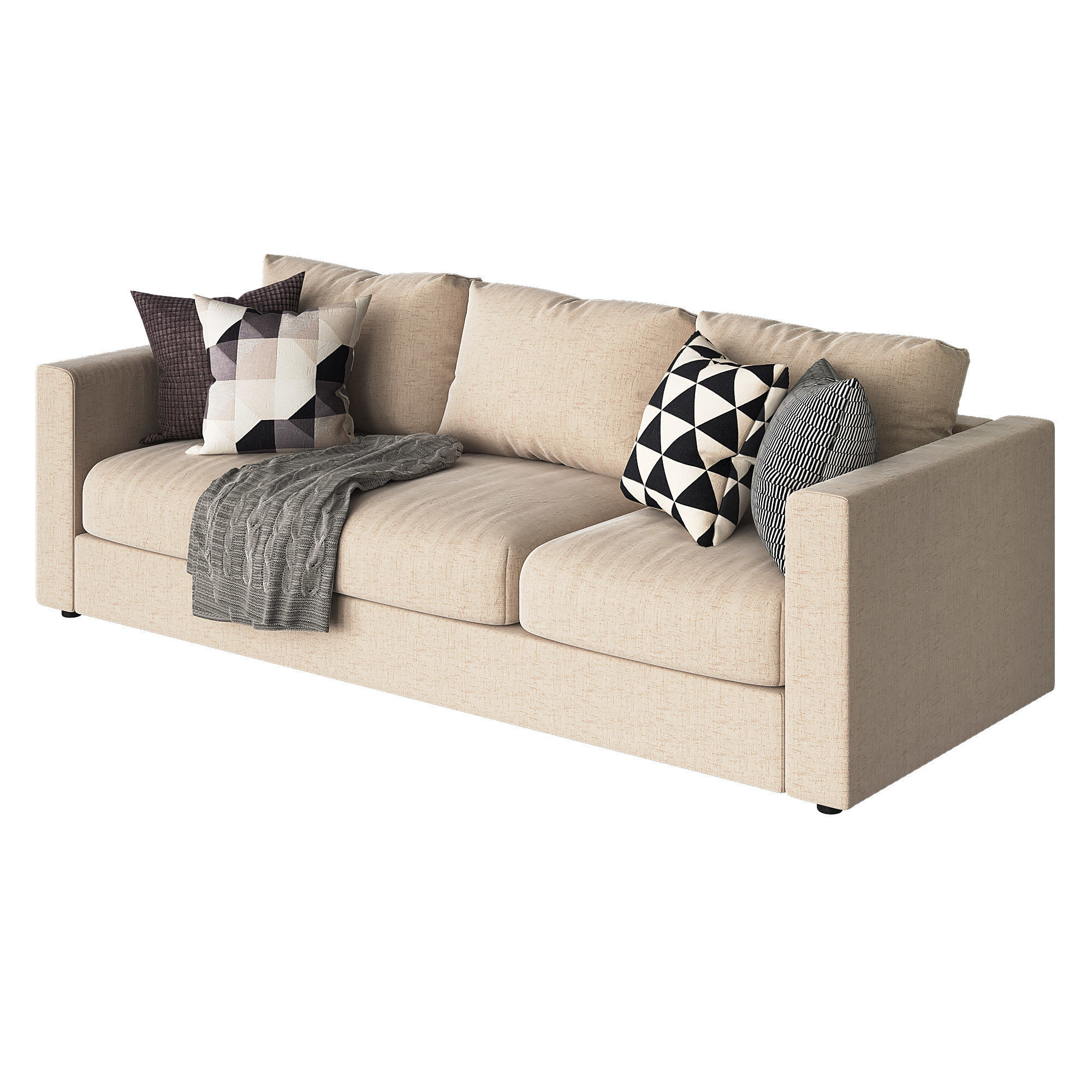 Vimle 3 emerald velvet sofa 3D model_5