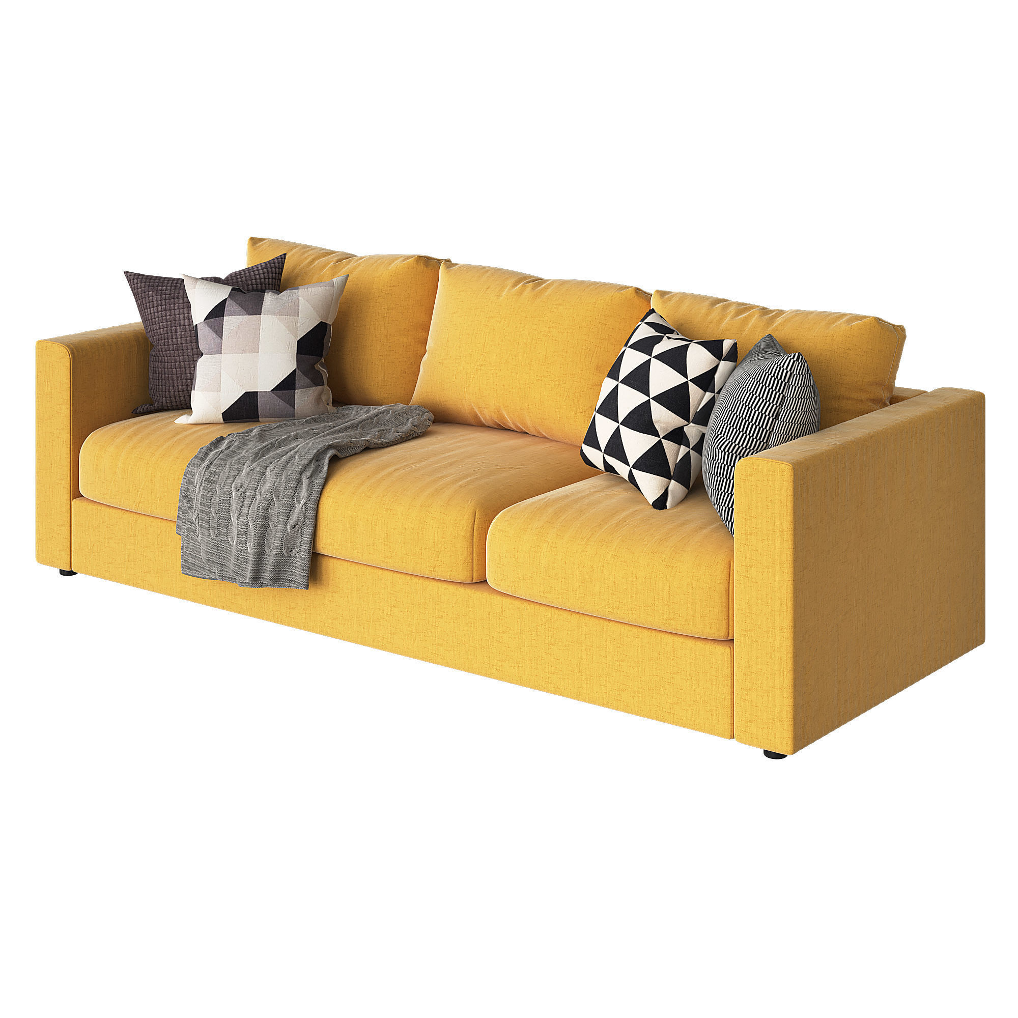 Vimle 3 emerald velvet sofa 3D model_4