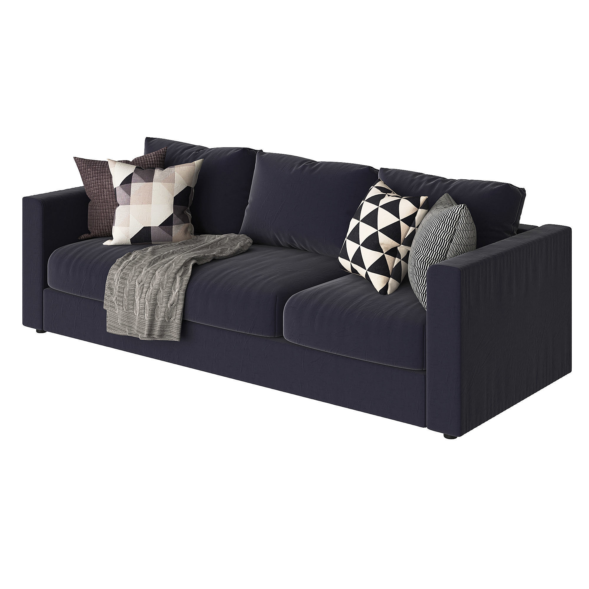 Vimle 3 emerald velvet sofa 3D model_2