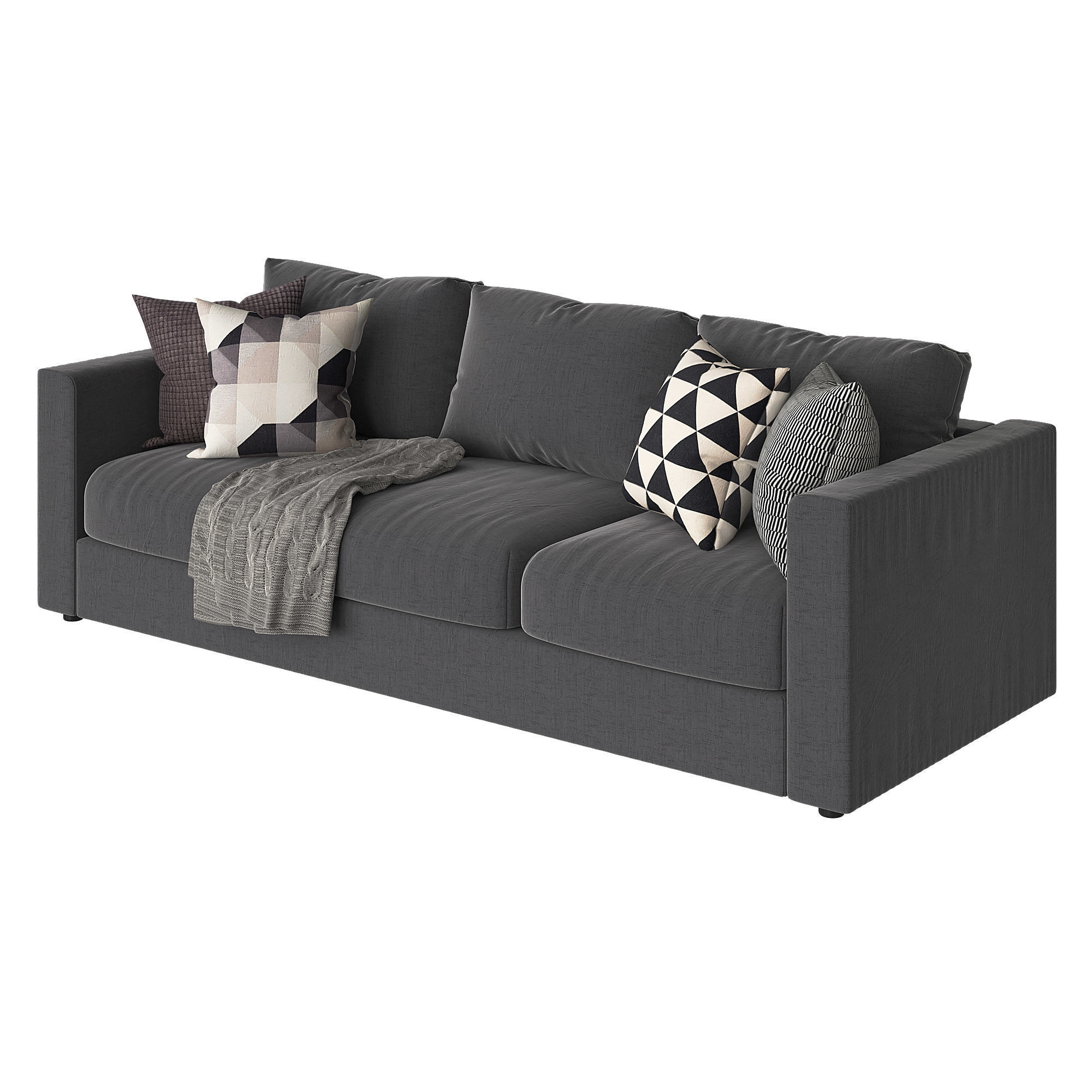 Vimle 3 emerald velvet sofa 3D model_3