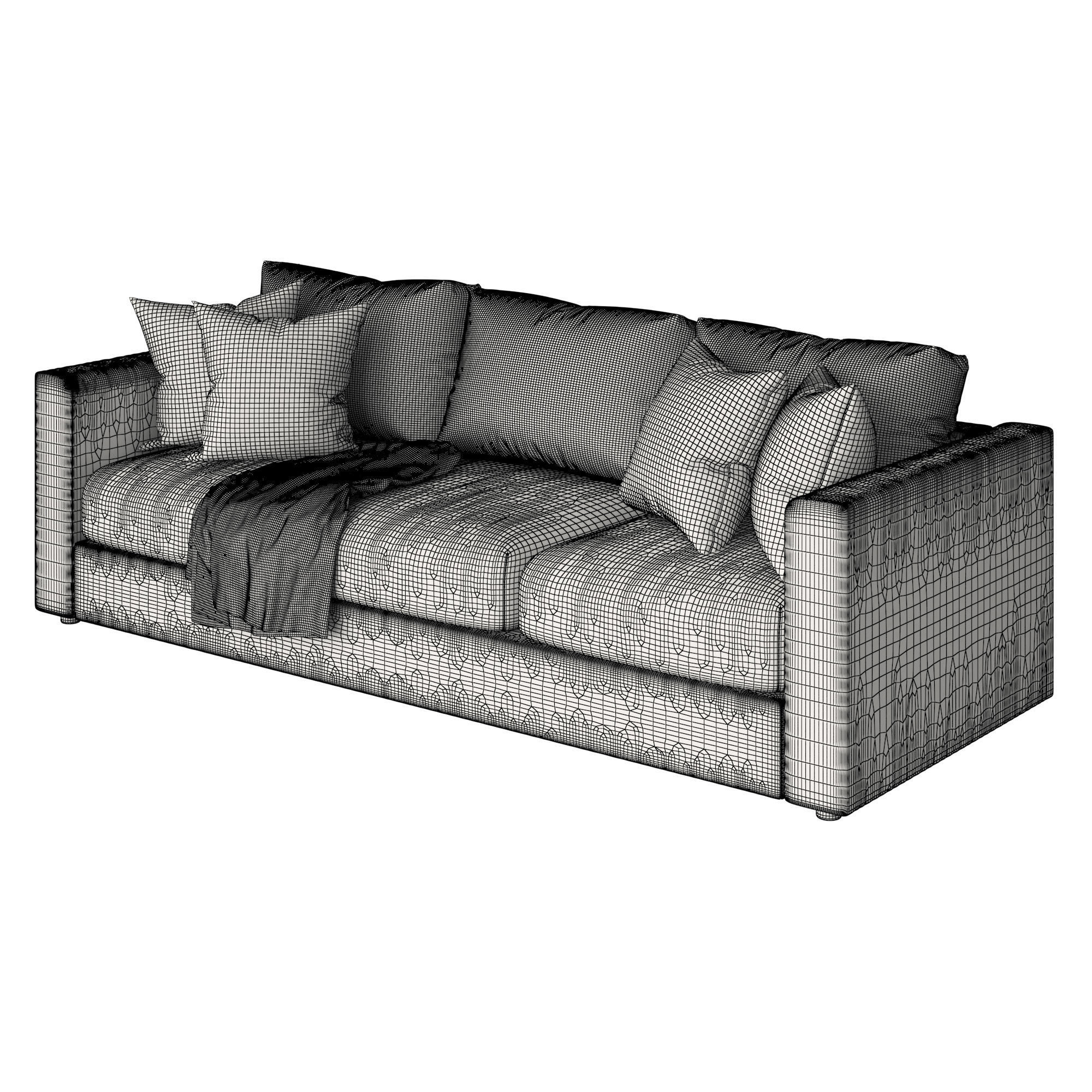 Vimle 3 emerald velvet sofa 3D model_6