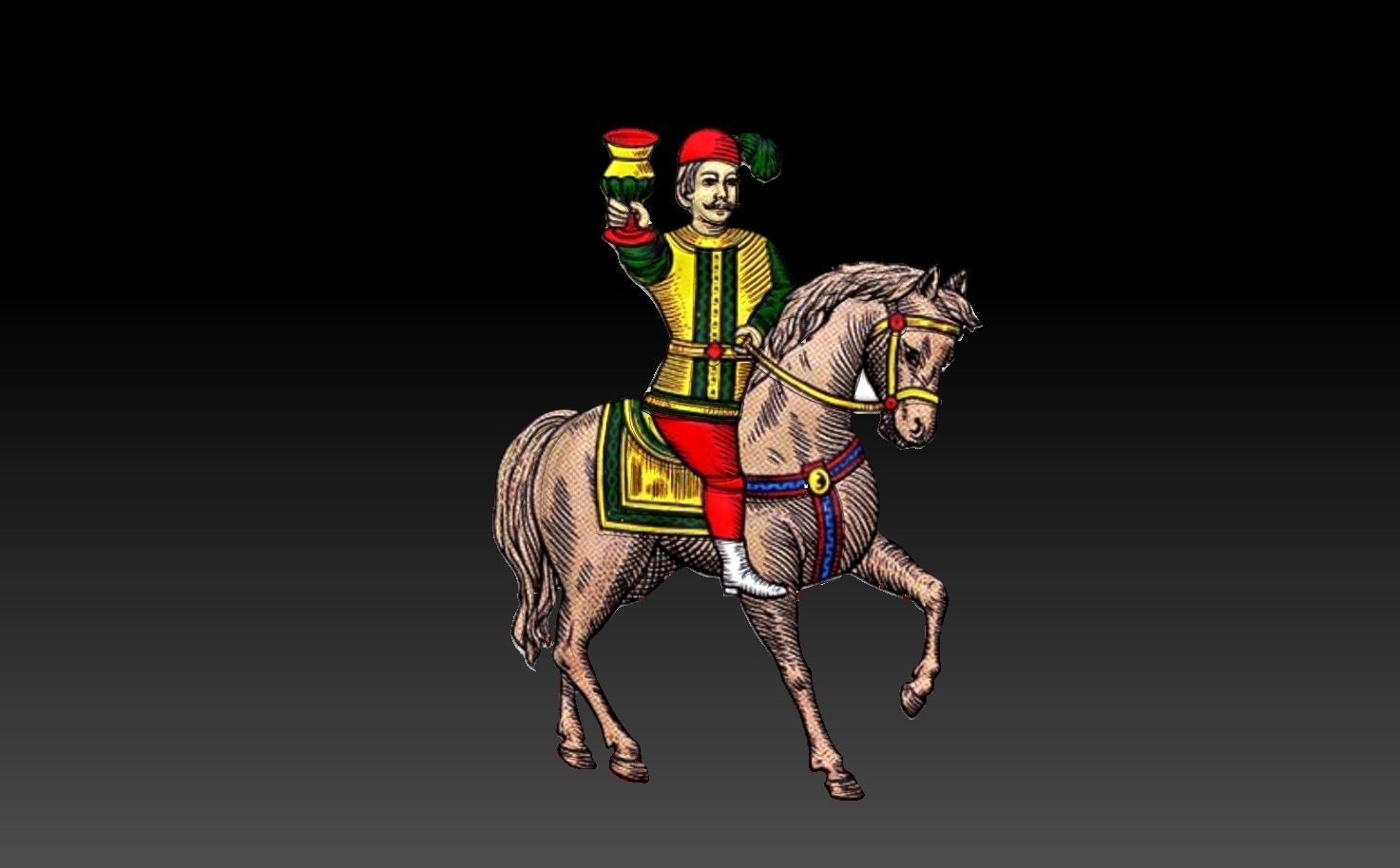 napoletane knight riding horse 3D print model_1