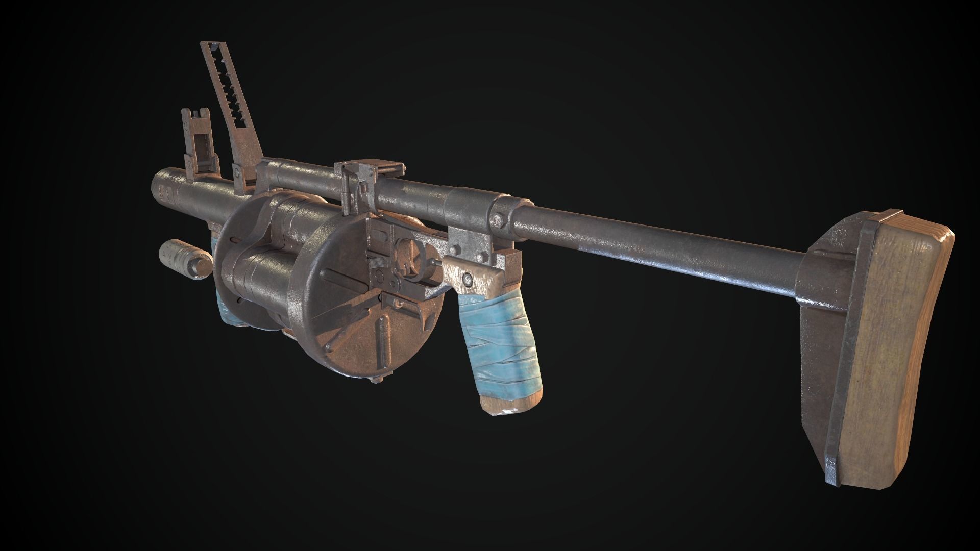 Grenade launcher Low-poly 3D model_1