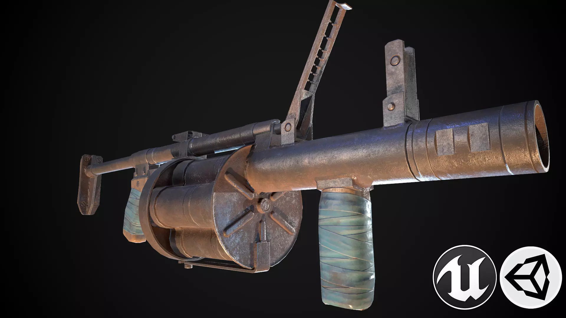 Grenade launcher Low-poly 3D model_0