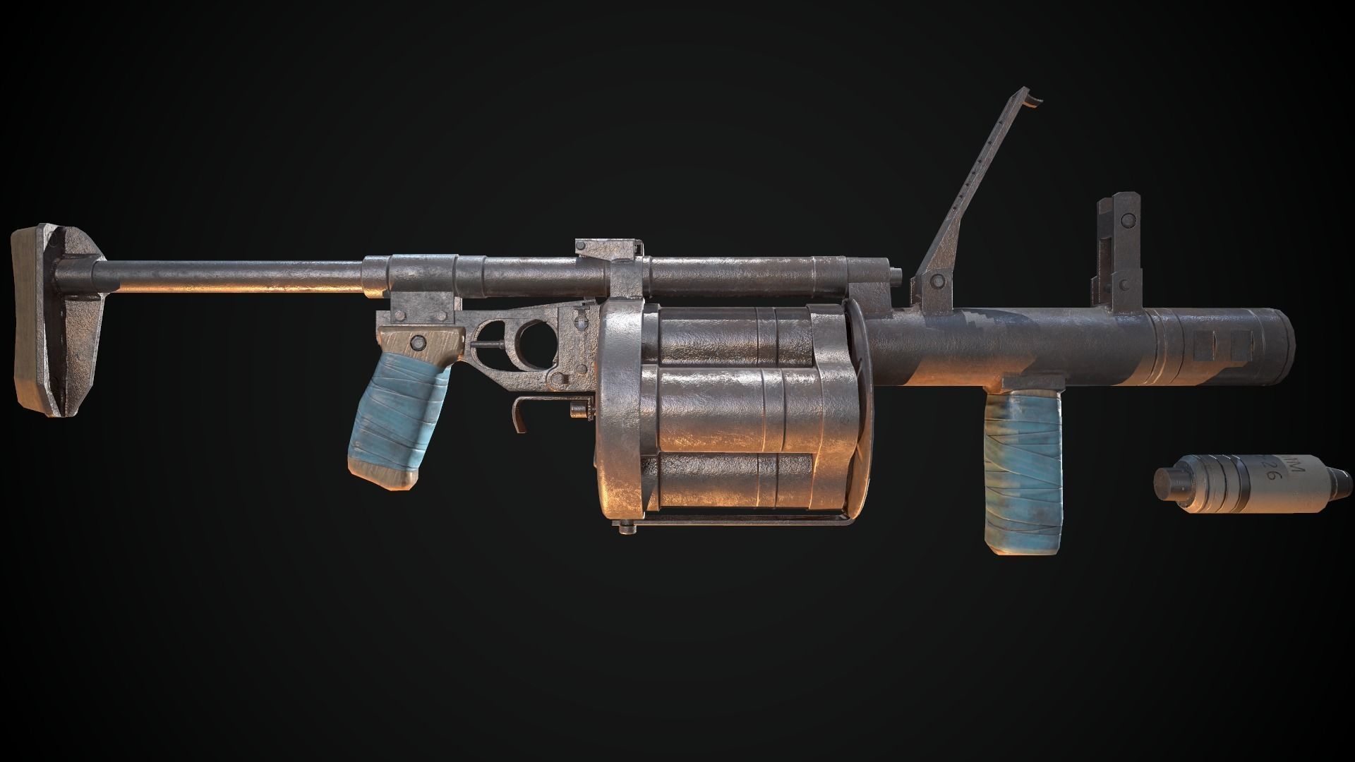 Grenade launcher Low-poly 3D model_4