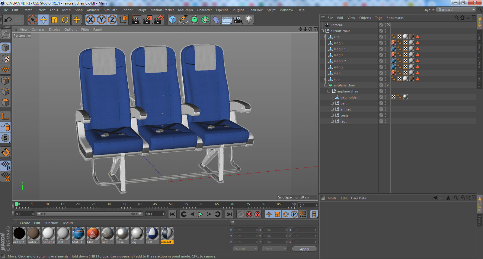 Airplane Chair V5 Low-poly 3D model_13