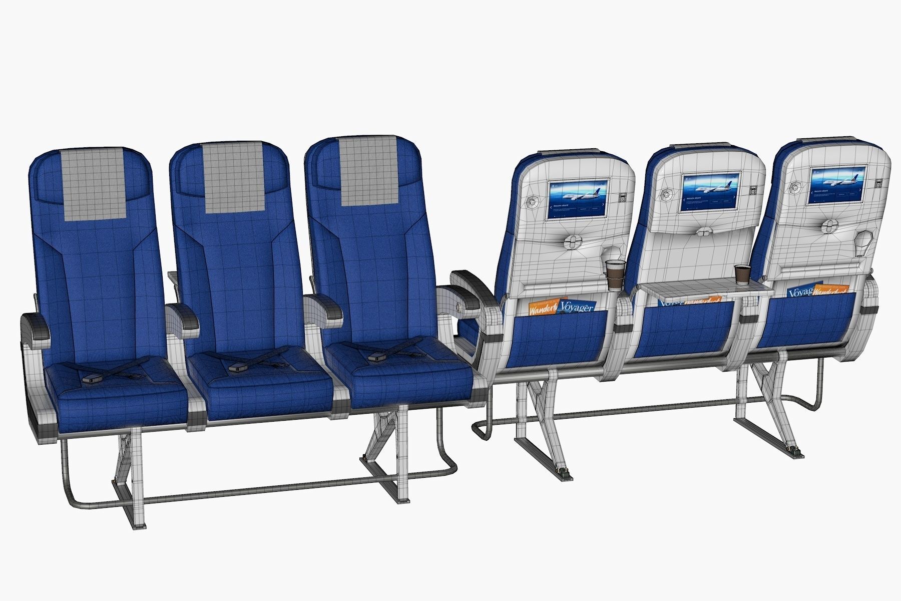 Airplane Chair V5 Low-poly 3D model_12